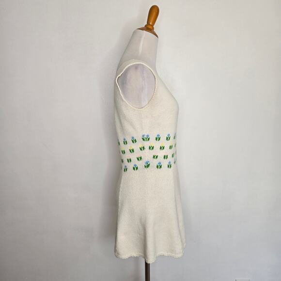 Vintage Tennisknit by Hampton Court Mini Knit Dress Floral 1970s Rare Women - Picture 2 of 11